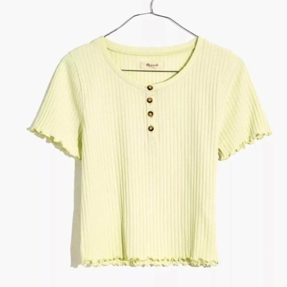 New Madewell Henley Supercrop Tee Shirt Ribbed Size Small